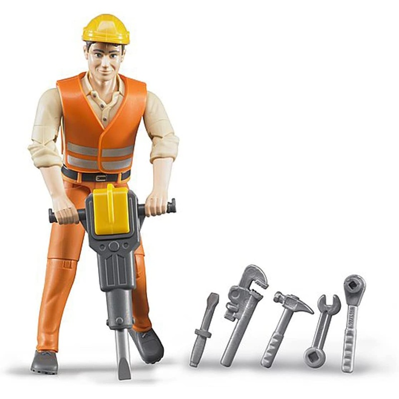 BRUDER 60020 CONSTRUCTION WORKER WITH ACCESSORIES
