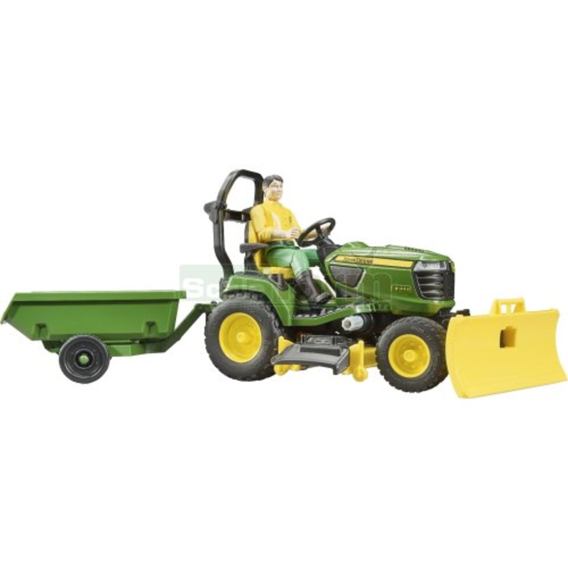 BRUDER 62104 John Deere Ride on Mower and Worker