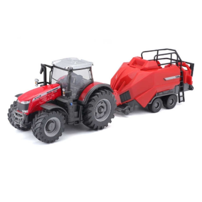 BURAGO 18-31667 MASSEY FERGUSSON 8740S TRACTOR WITH BALER LIFTER