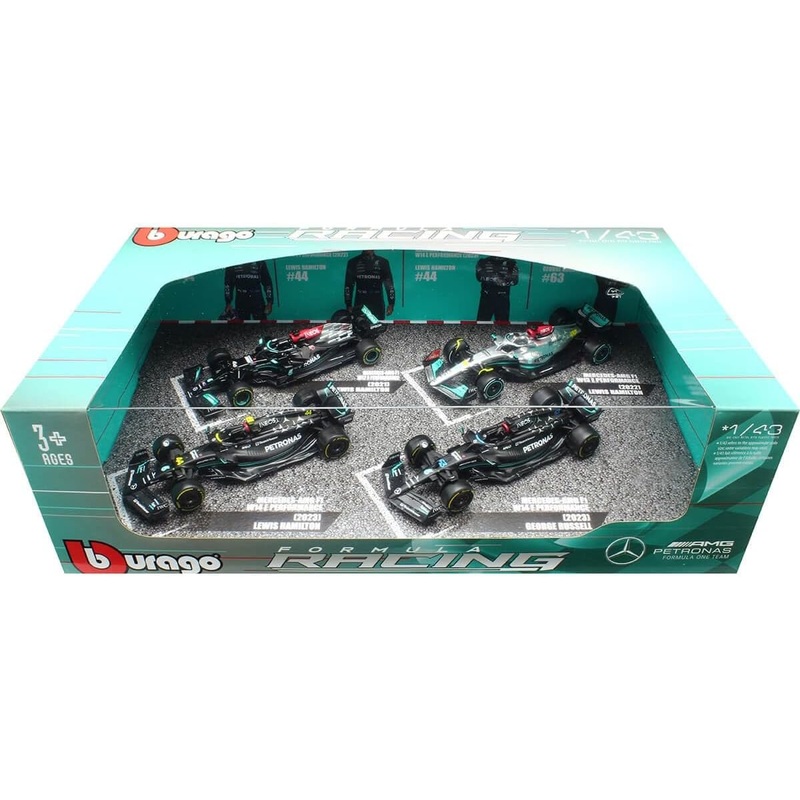 BURAGO 38093 F1 AMG PETRONAS LEWIS HAMILTON 4 PIECE SET 1/43RD SCALE