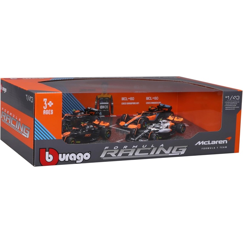 BURAGO 38096 F1 MCLAREN LANDO NORRIS HIGHLIGHTS 4 PIECE SET 1/43RD SCALE