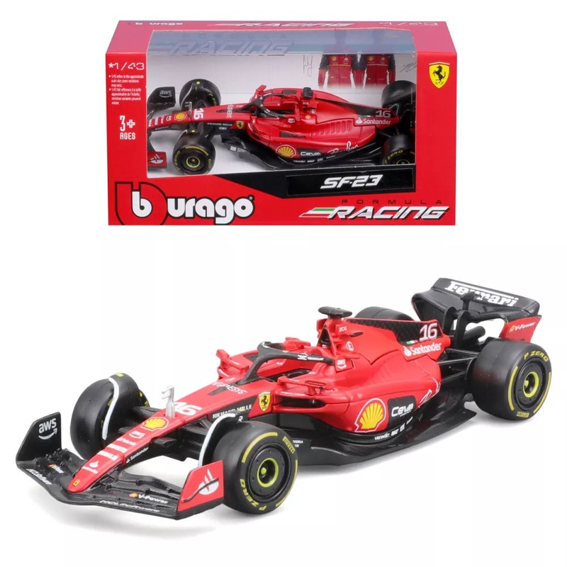 BURAGO 460039 NO16 FERRARI SF23 CHARLES LECLERC F1 CAR 1/43RD SCALE