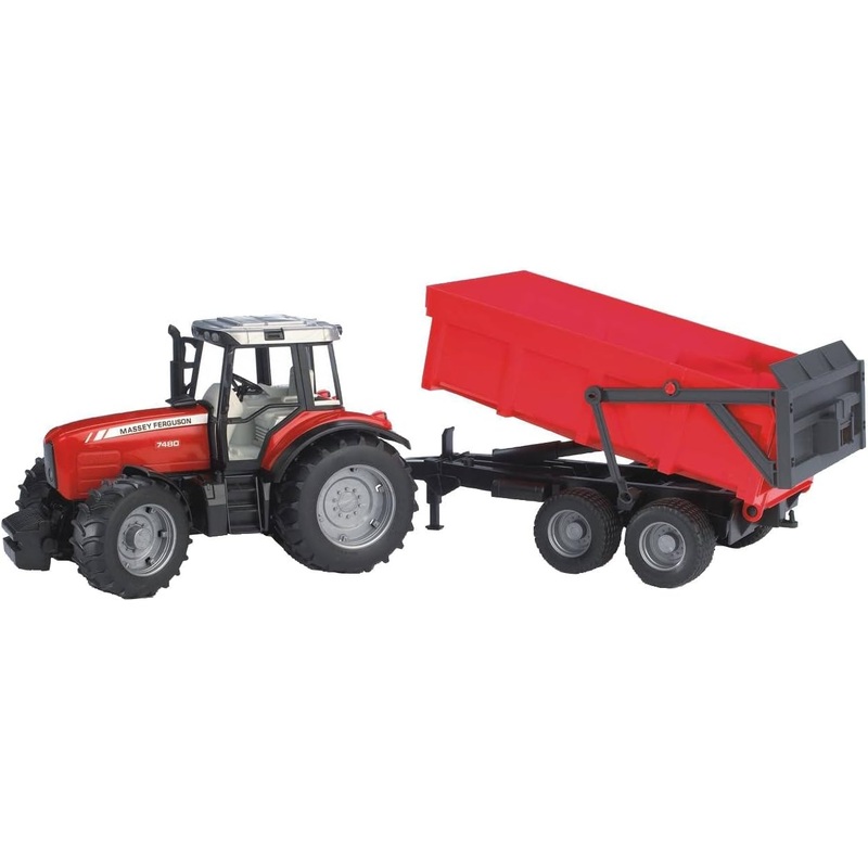 BRUDER 02045 MASSEY FERGUSON 7480 TRACTOR WITH TIPPING TRAILER