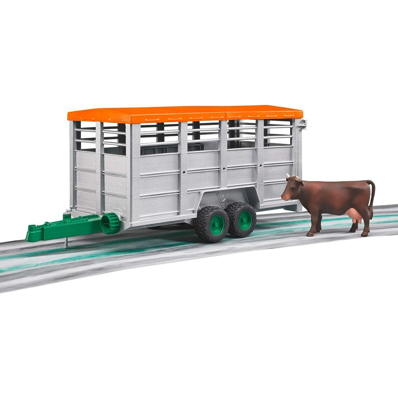 BRUDER 02227 LIVESTOCK TRAILER WITH 1 COW