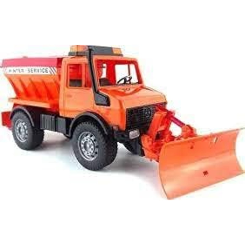 BRUDER 02572 MERCEDES BENZ UNIMOG WINTER SERVICE WITH SNOW PLOUGH