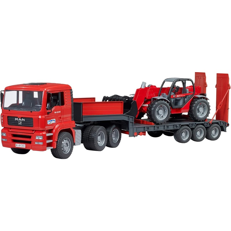 BRUDER 02774 MAN TGA WITH LOW LOADER TRAILER AND MANITOU TELEHANDLER