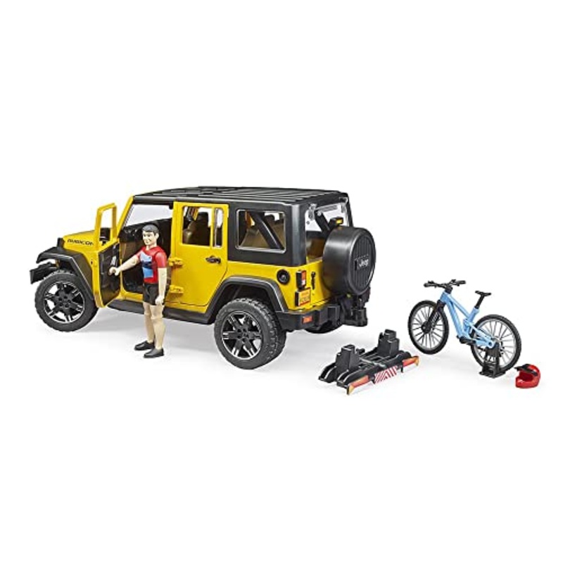 BRUDER 2543 JEEP WRANGLER RUBICON WITH BIKE CYCLIST