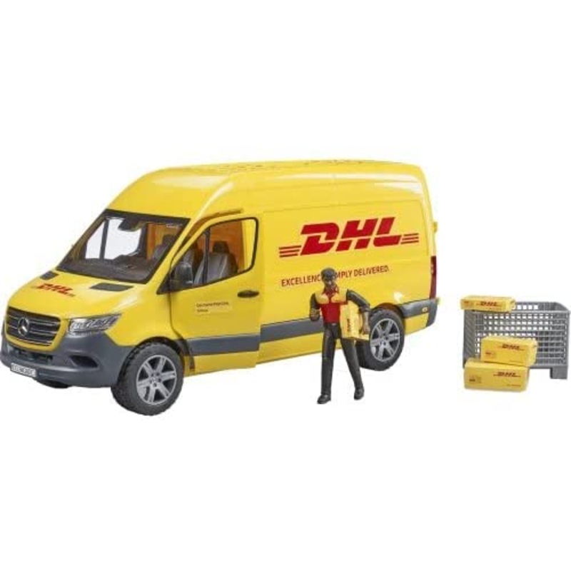 BRUDER 2671 MERCEDES BENZ DHL DELIVERY VAN WITH DRIVER