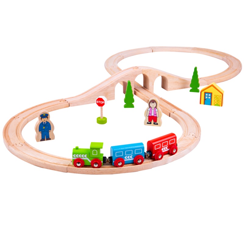 BIGJIGS BJT012 WOODEN RAILWAY FIGURE OF EIGHT TRAIN SET
