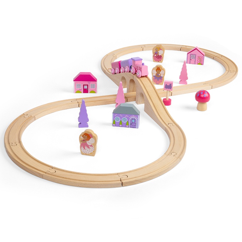 BIGJIGS BJT022 WOODEN RAILWAY FAIRY FIGURE EIGHT TRAIN SET