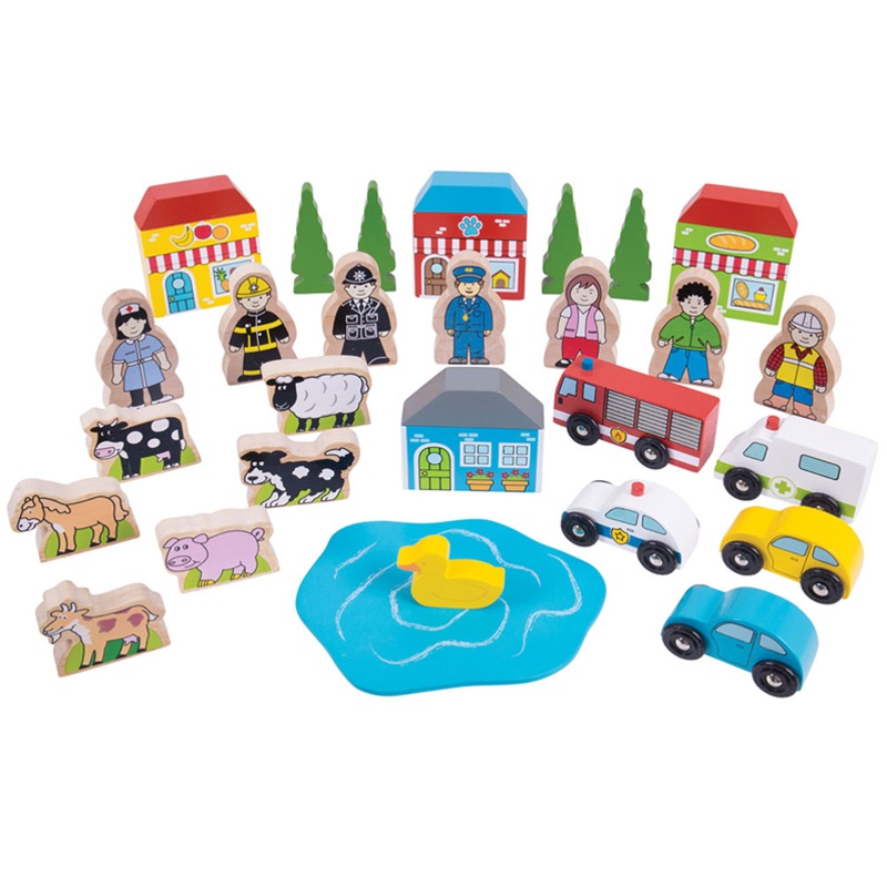 BIGJIGS BJT054 WOODEN RAILWAY TRACKSIDE EXPANSION SET