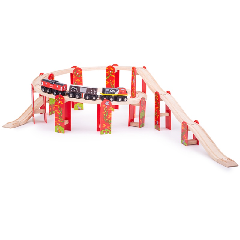BIGJIGS BJT121 WOODEN RAILWAY HIGH LEVEL EXPANSION SET
