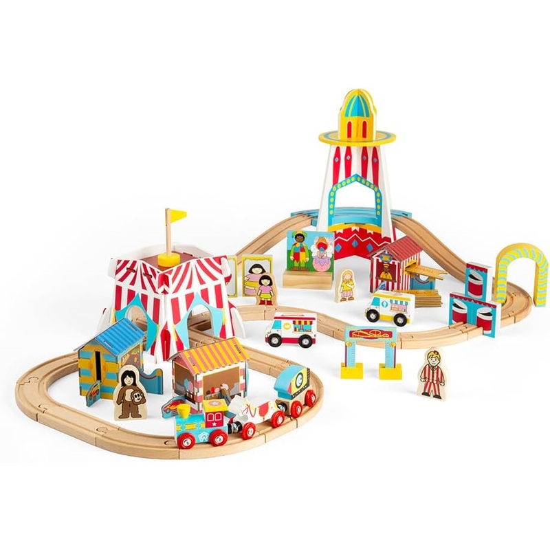 BIGJIGS BJT290 WOODEN FUN FAIR TRAIN SET