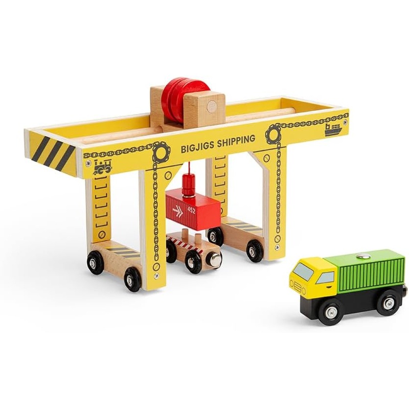 BIGJIGS BJT605 WOODEN RAILWAY GANTRY CRANE