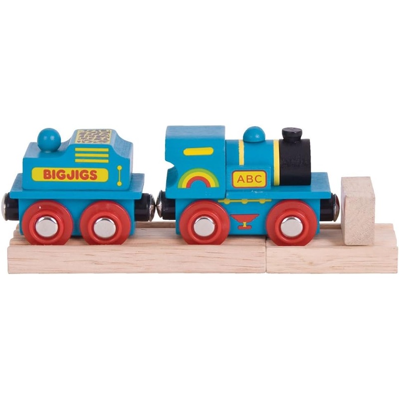 BIGJIGS RAIL BJT411 WOODEN BLUE ABC ENGINE