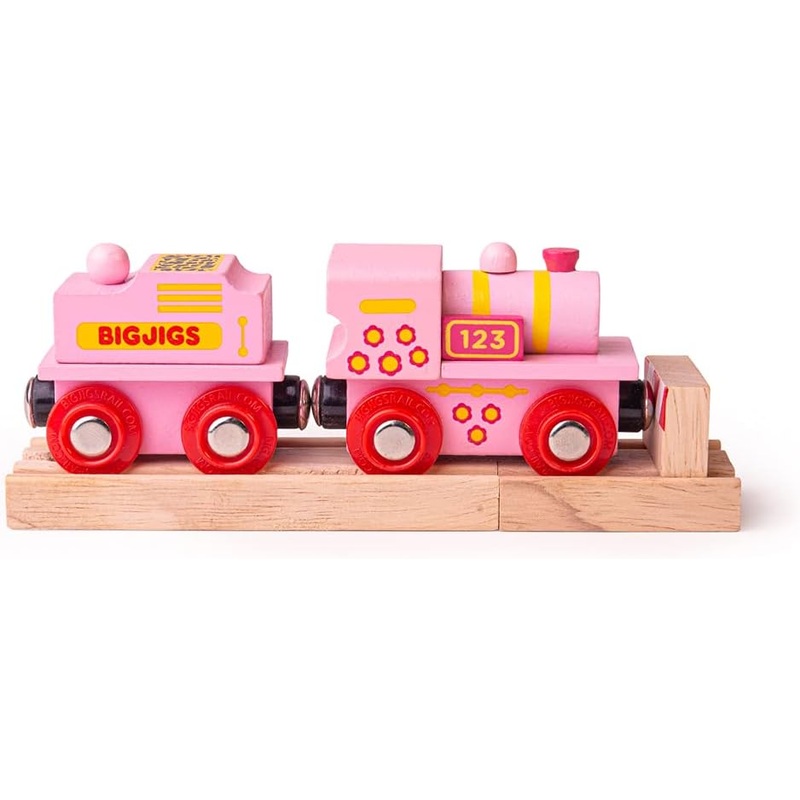 BIGJIGS RAIL BJT412 WOODEN PINK 123 ENGINE