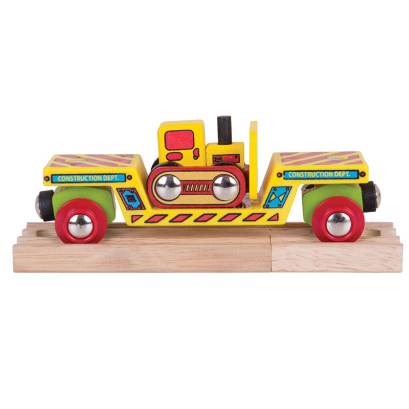 BIGJIGS RAIL BJT415 WOODEN RAILWAY BULLDOZER LOW LOADER WAGON