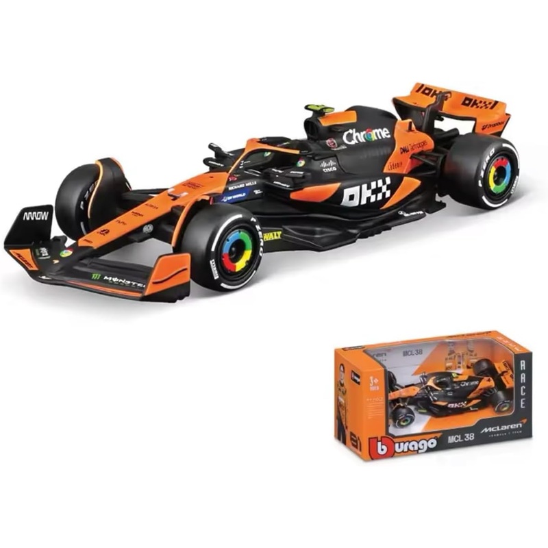 10 BURAGO 38177N NO4 MCL38 MIAMI GRAND PRIX 2024 LANDO NORRIS F1 CAR 1/43RD SCALE