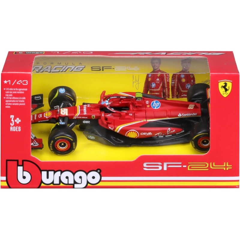 15 BURAGO 60039B NO55 FERRARI SF24 CARLOS SAINZ F1 CAR 1/43RD SCALE
