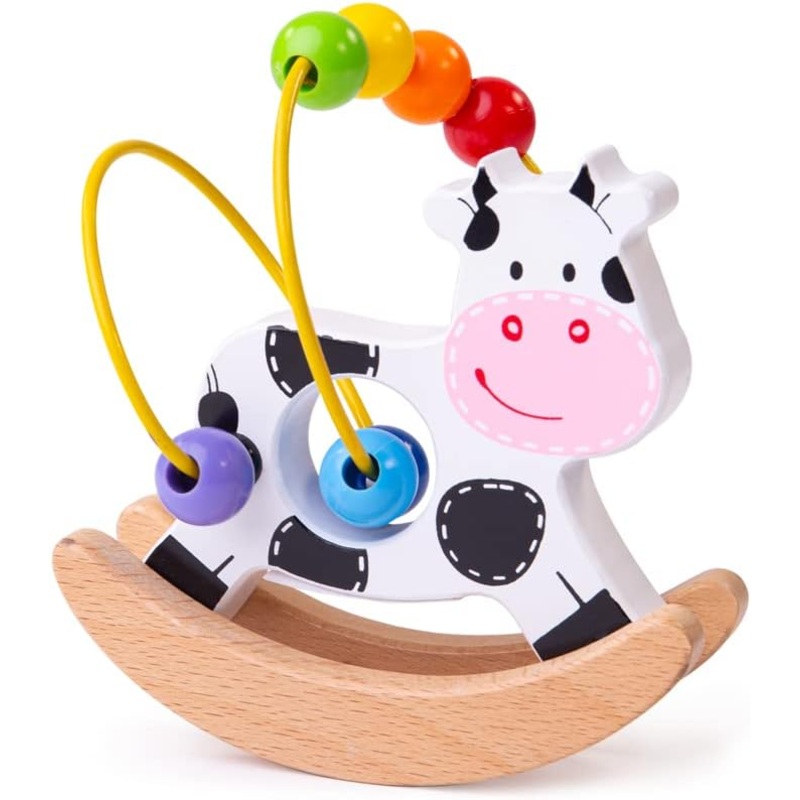 BIGJIGS BB072 WOODEN COW ROCKING BEAD FRAME