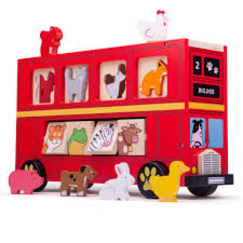 BIGJIGS BB692 WOODEN RED BUS SORTER