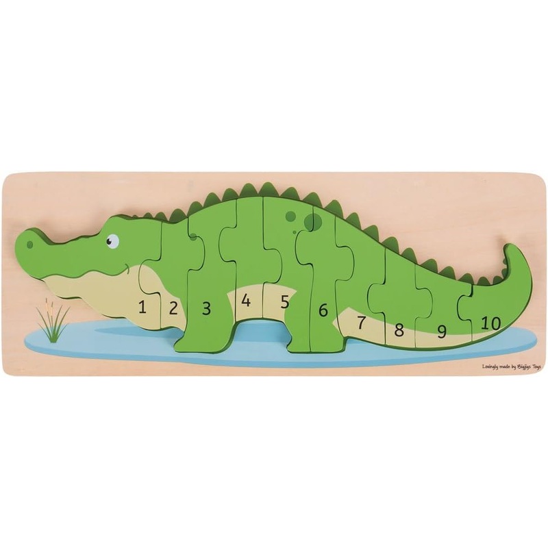 BIGJIGS BJ029 WOODEN CROCODILE NUMBER PUZZLE