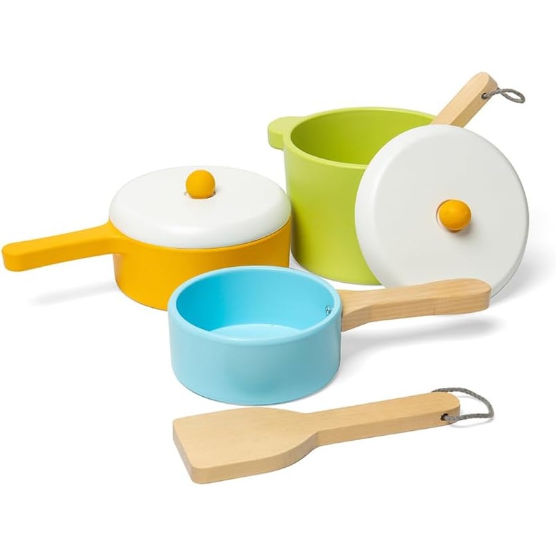 BIGJIGS BJ36043 WOODEN POTS AND PANS