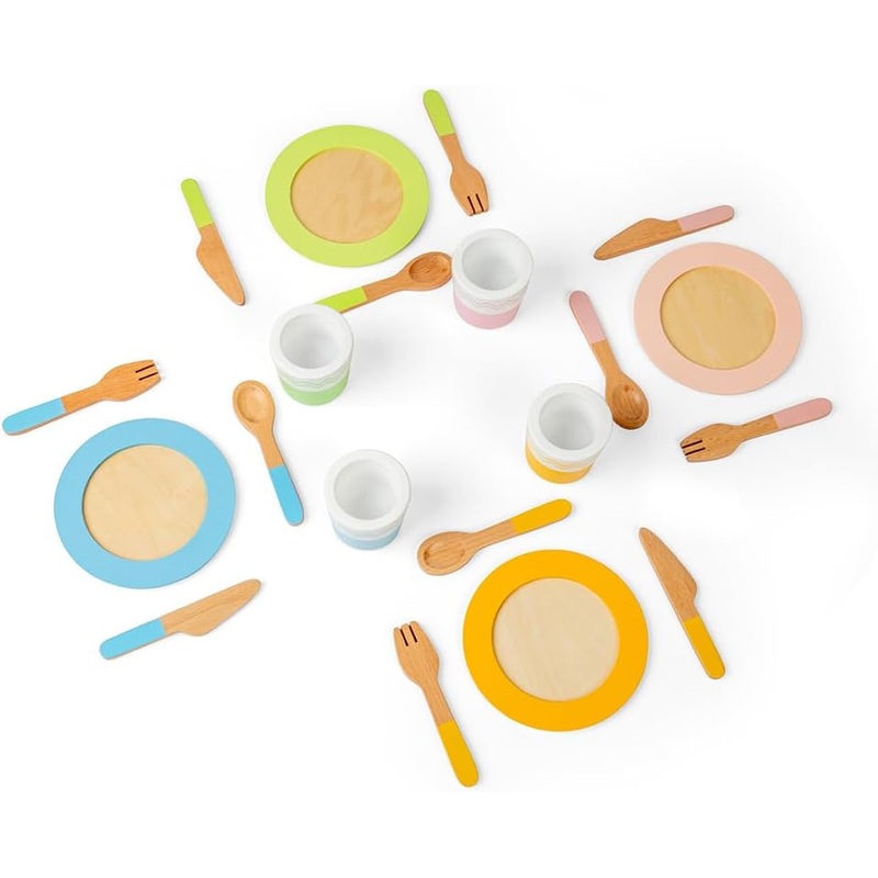 BIGJIGS BJ36044 WOODEN DINNER SERVICE SET