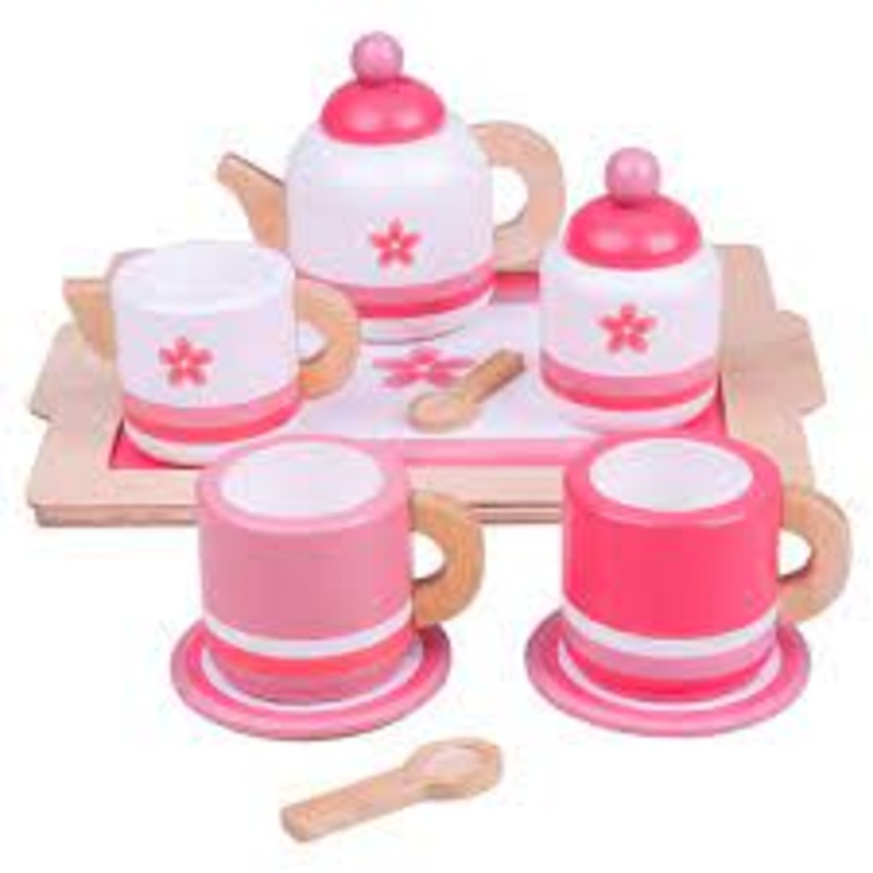 BIGJIGS BJ428 WOODEN PINK TEA TRAY