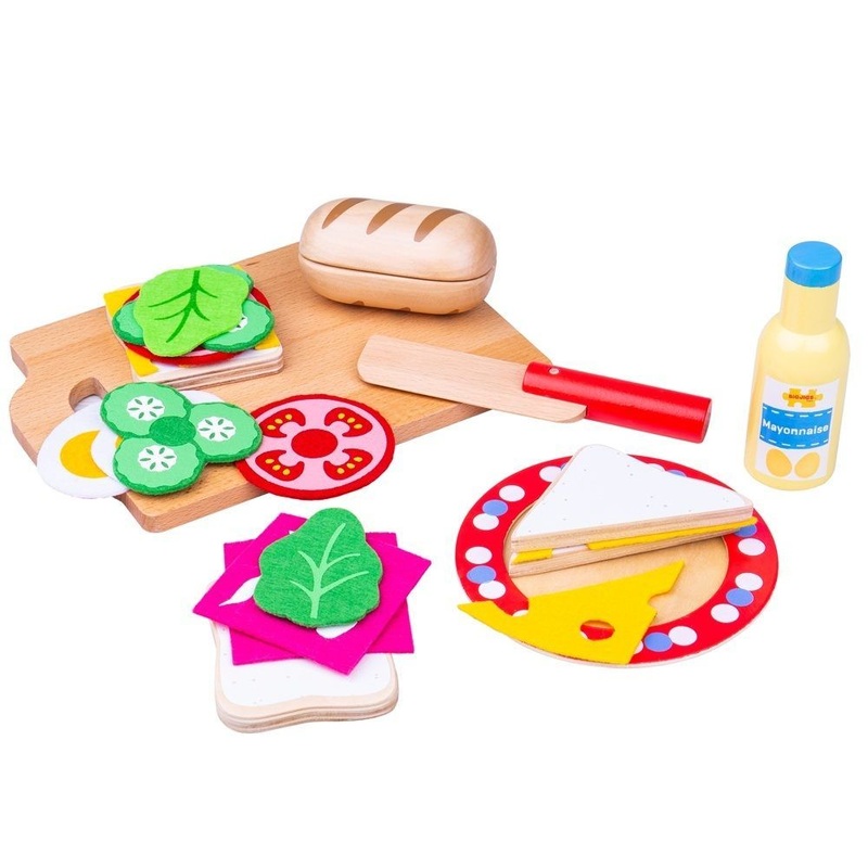 BIGJIGS BJ436 WOODEN FOOD SANDWICH MAKING SET
