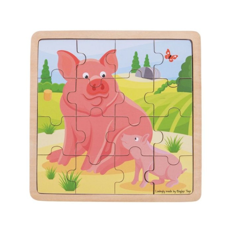 BIGJIGS BJ495 WOODEN PIG AND PIGLET PUZZLE