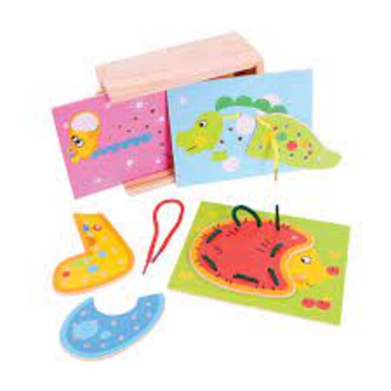 BIGJIGS BJ505 WOODEN LACING ANIMALS THREADING TOY