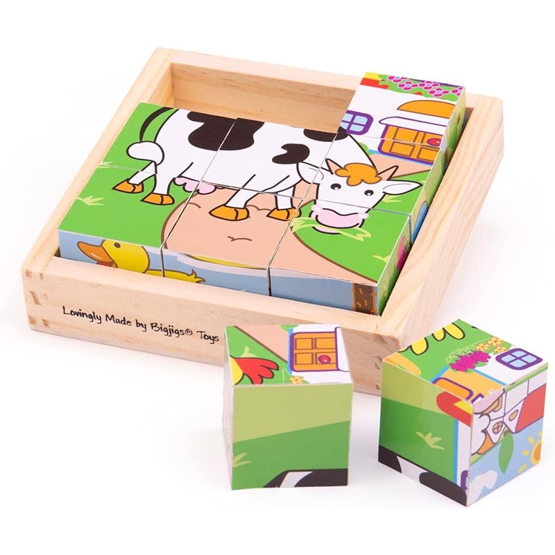 BIGJIGS BJ536 WOODEN ANIIMAL CUBE PUZZLE