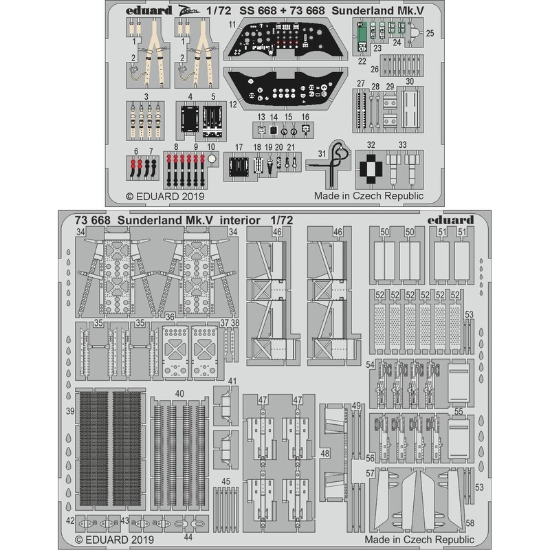 1/72 Sunderland Mk.V Interior Photo-Etched Parts (for Special Hobby)