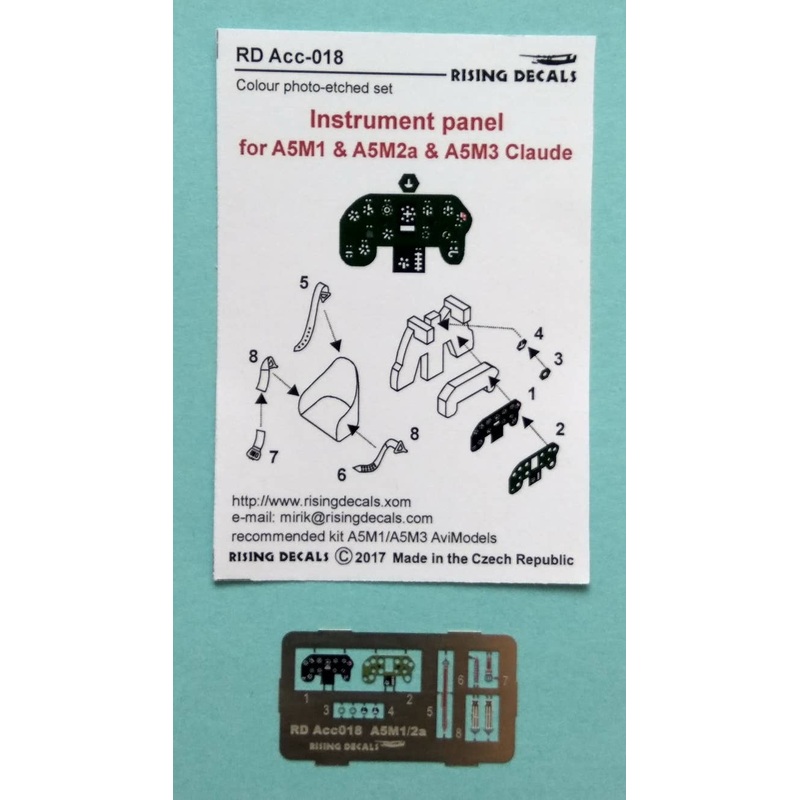 1/72 Color Photo-Etched Instrument Panel for A5M1 (AVI Model)