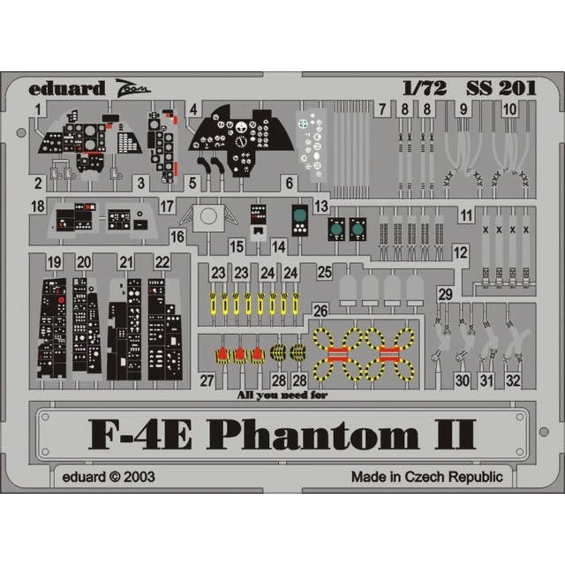 1/72 F-4E Phantom II Zoom Color PE (for Hasegawa)
