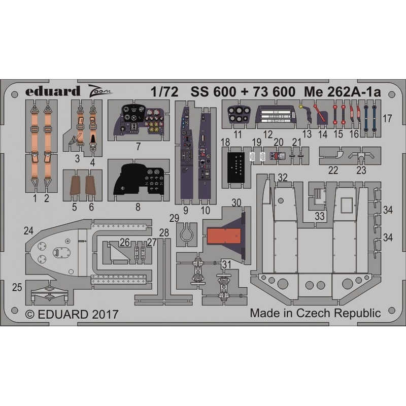 1/72 Me 262A-1a Zoom Etching Parts (for Airfix)