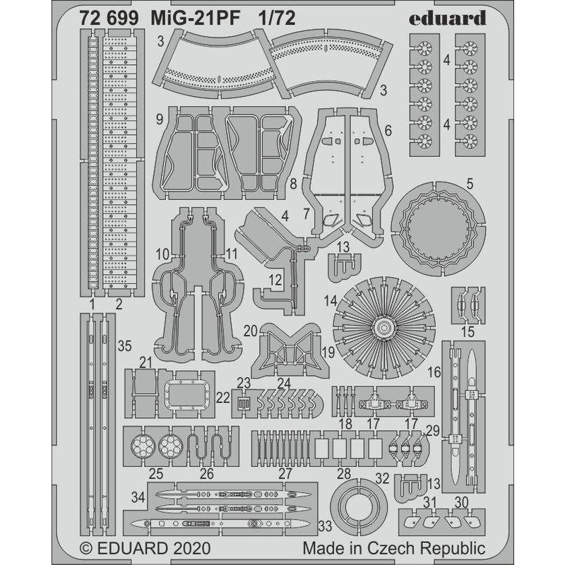 1/72 MiG-21PF Photo-Etched Parts (for Eduard)