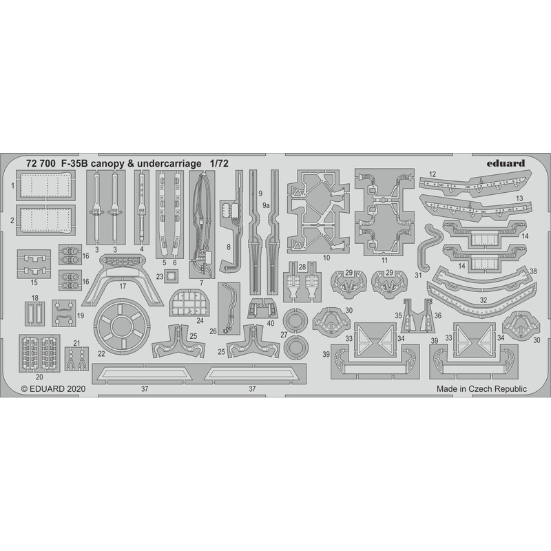 1/72 F-35B Canopy & Undercarriage Photo-Etched Parts (for Italeri)