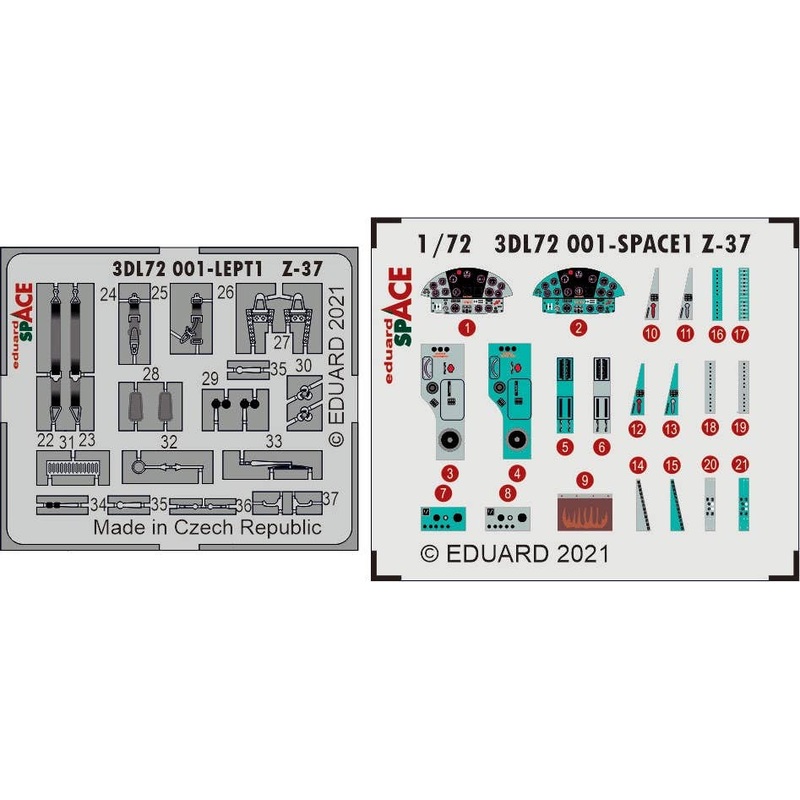 1/72 Z-37 Interior 3D Decal w/Photo-Etched Parts Set (for Eduard)