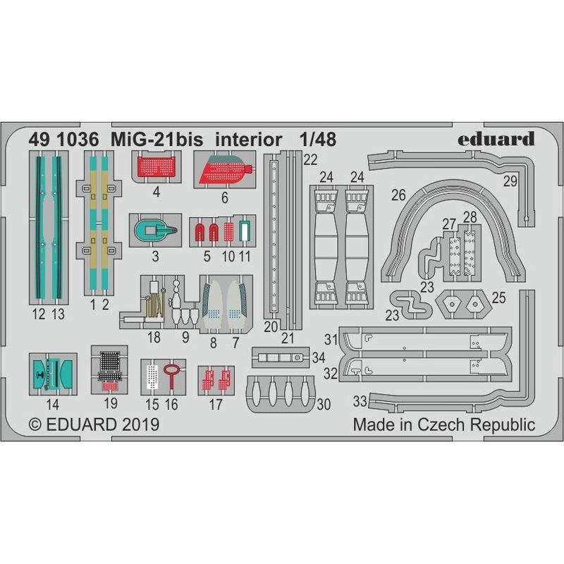 1/48 MiG-21bis Interior Photo-Etched Parts (for Eduard)