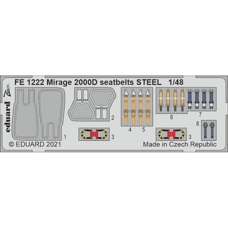 1/48 Mirage 2000D seatbelts STEEL for Kinetic