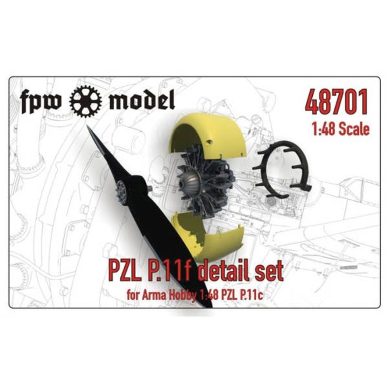 1/48 PZL P.11F Detail Set  (for ARMA HOBBY PZL P.11c)