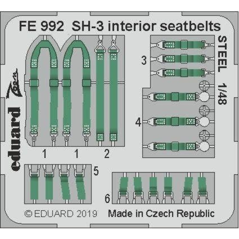 1/48 SH-3 Interior Seatbelts Steel (for Hasegawa)