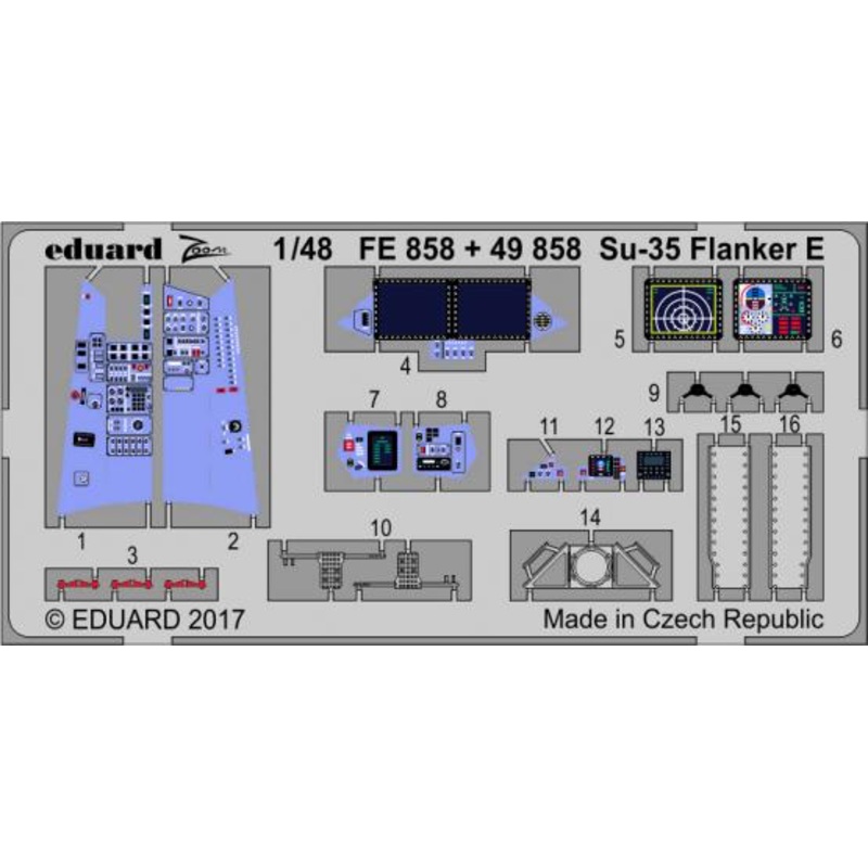 1/48 Su-35 Flanker E Interior Photo Etched Parts (for Kitty Hawk)