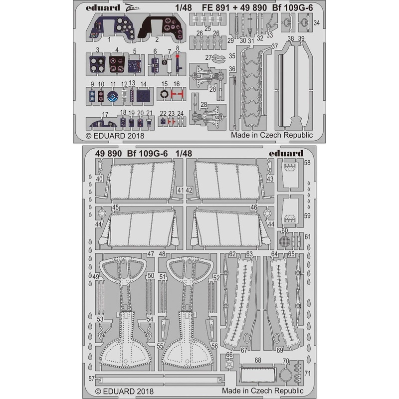 1/48 Bf 109G-6 Photo-Etched Parts (for Tamiya)