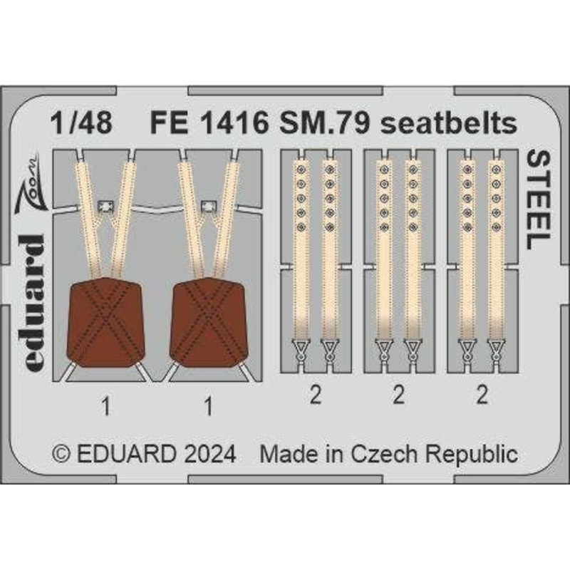 1/48 SM.79 Sparviero seatbelts STEEL Zoom (for Eduard)