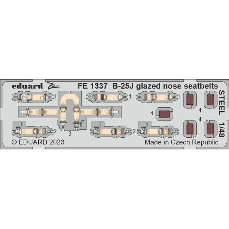 1/48 B-25J glazed nose seatbelts STEEL for HKM