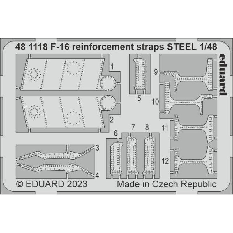 1/48 F-16 reinforcement straps STEEL Photo etched (for Kinetic)