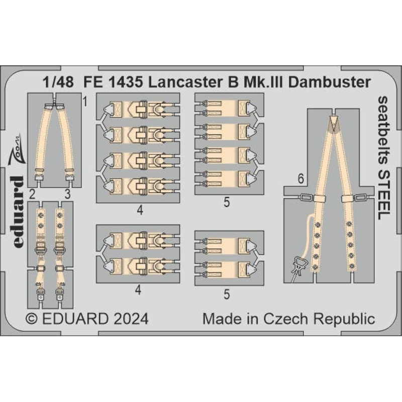 1/48 Lancaster B.Mk.III Dambuster seatbelts STEEL Zoom etched (for HKM)